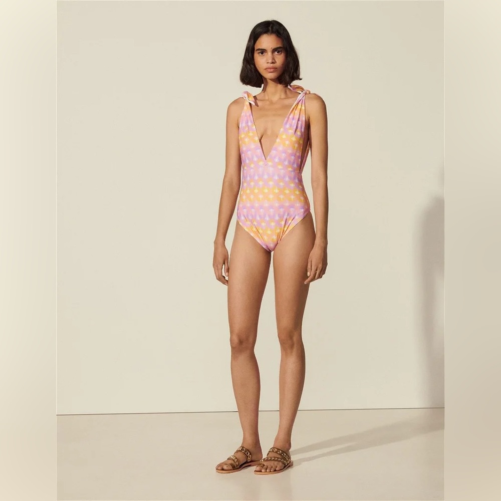 Sandro | One Piece Printed Tie Swimsuit Size 2